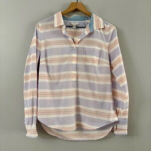 J. Crew Popover Peach and Lavender Multi-stripe Blouse NWT